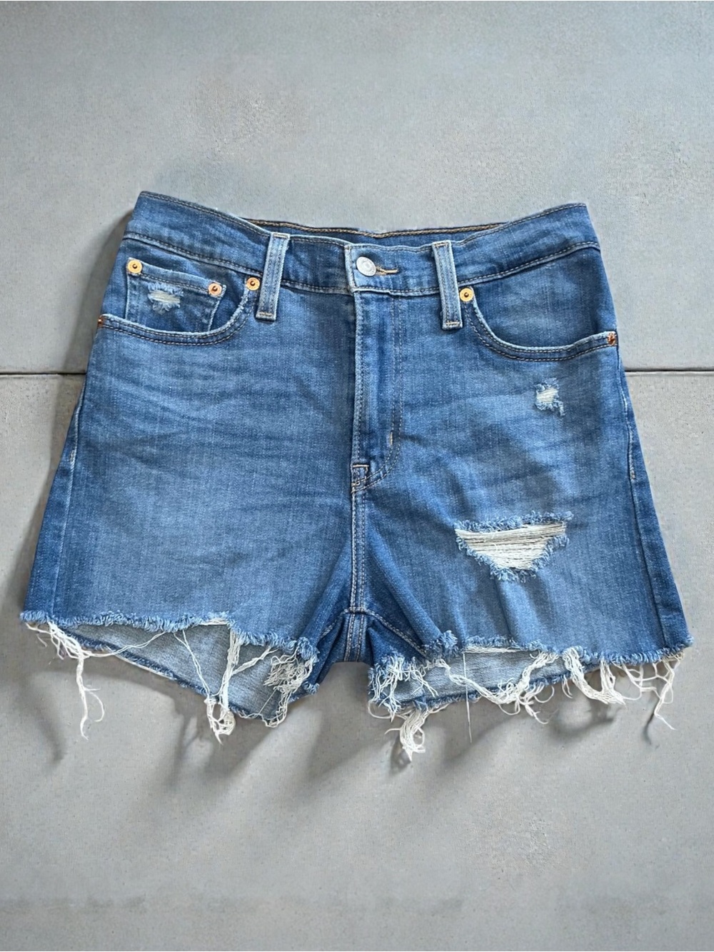 Levi's High Rise Distressed Denim Cutoff Shorts
